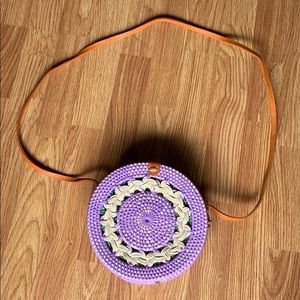 Round Rattan Bag with Braids